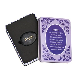 Decorative Metal Gift Box w/Poem & Inspirational Sentiment Stone - FAITH - Picture 1 of 4