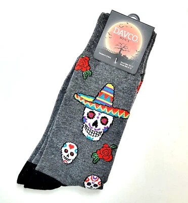 Davco Skull And Roses Cycling Socks - Size 6-12  - Dia De Los Muertos Halloween  — 第 1/2 张图片