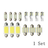 14Pcs/Set White Car Interior COB LED Lights Package Kit T10&31mm 42mm Bulb Lamp