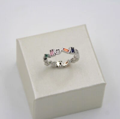 Silber Ring Multistein rundherum mit 15 Edelsteinen besetzt, in Größe 57 und  60 - Bild 1 von 4