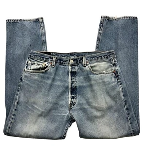 Vtg 90's Levis 501 XX Men's DISTRESSED Blue Jeans BUTTON FLY Denim Pants USA 38 - Picture 1 of 10