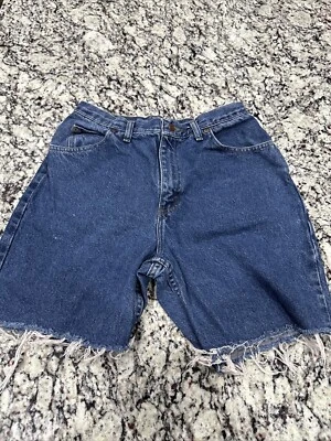 LEE 切割牛仔裤女式 12 M 码高腰牛仔妈妈牛仔裤磨边蓝色 — 第 1/4 张图片