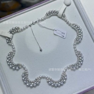 Wellenkette 3-5mm Süßwasser Perlenkette Geburtstagsgeschenk für Mädchen - Bild 1 von 18