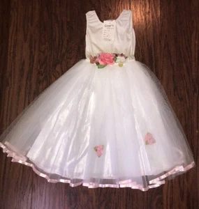 Kitty Girls Tulle & Dye Co New York Girls White Tulle Dress 5 Beach Wedding - Picture 1 of 8