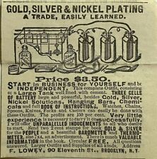 1884 Ad F. Lowey 11th St Brooklyn NY Gold Silver Nickel Plating Kit Easily Learn