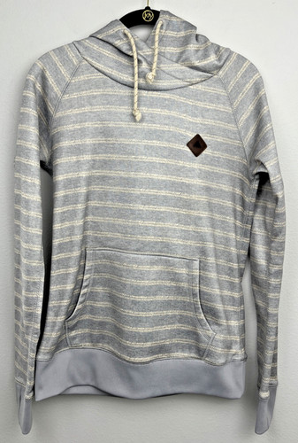 OFF WHITE BURTON Pullover donna blu grigio panna a righe Dryride WB airone felpa con cappuccio piccola