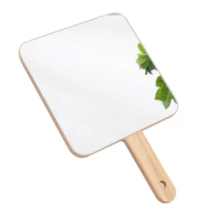 Handheld Travel Mirror with Handle, Dressing Table Mirror, Wood Handheld Plai... - Picture 1 of 4