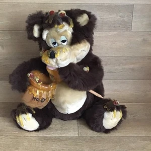 VINTAGE RARE ORZEK HONEY POT BROWN FURRY BEAR 1989 BEES PLUSH SOFT TOY 15" - Picture 1 of 21