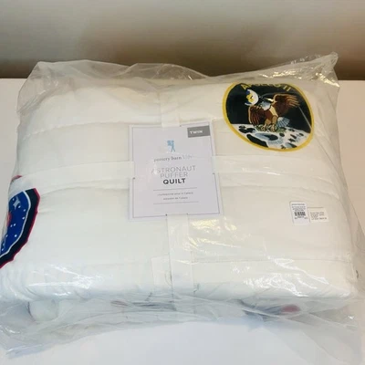 Pottery Barn Kids Astronaut Puffer Quilt Twin Mission Patch NASA - Image 1 of 4