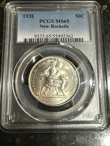 1938 New Rochelle NY BEAUTIFULLY TONED BU Half Dollar  Commemorative PCGS MS 65 - Picture 1 of 16