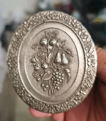 Fivela de cinto de bronze bergamota hippie jardim de frutas pomar uva vinhedo década de 1970 - Imagem 1 de 4