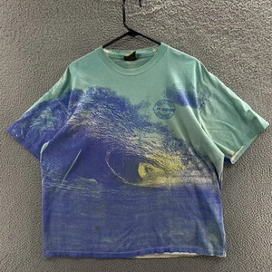 VINTAGE LA Gear T Shirt Men Extra Large Blue Surf Surfer All Over Print AOP Wave - Picture 1 of 17