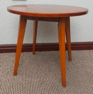 Vintage Couchtisch rund Holz Couchtisch Durchmesser = 61 cm / 24" - Bild 1 von 22