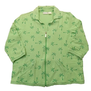 Camisa Chaqueta Kim Rogers M Cremallera Completa Manga 3/4 Palmeras Verde Mezcla Algodón - Imagen 1 de 5