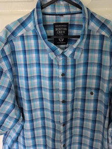 Boston Crew Blue Checked Shirt - 3XL XXXL - Pit To Pit 27 Inches - Picture 1 of 3