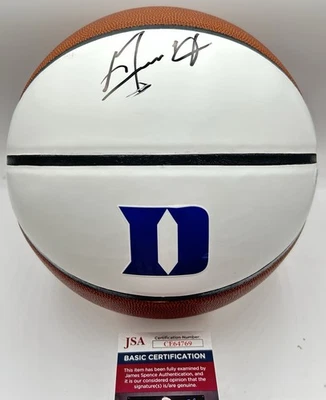 Grant Hill Signed Duke Blue Devils Basketball White Panel Autographed JSA COA - Image 1 of 4