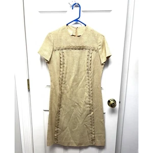 Lampl Vintage Dress, Beige Union Made, Rayon Silk Blend, Estimated Women's Small - Picture 1 of 7