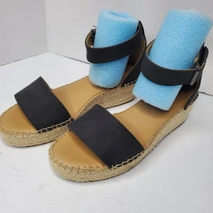 Jessica Cline 'Hayden' Ankle Strap Sandals Size 10 Black Wedge Espadrille Women - Picture 1 of 8