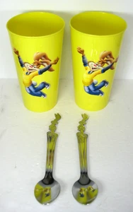 Nestle NESQUIK 16oz Chocolate Milk Tumbler Yellow Cups w/ Bunny Spoons NWOT - Picture 1 of 10