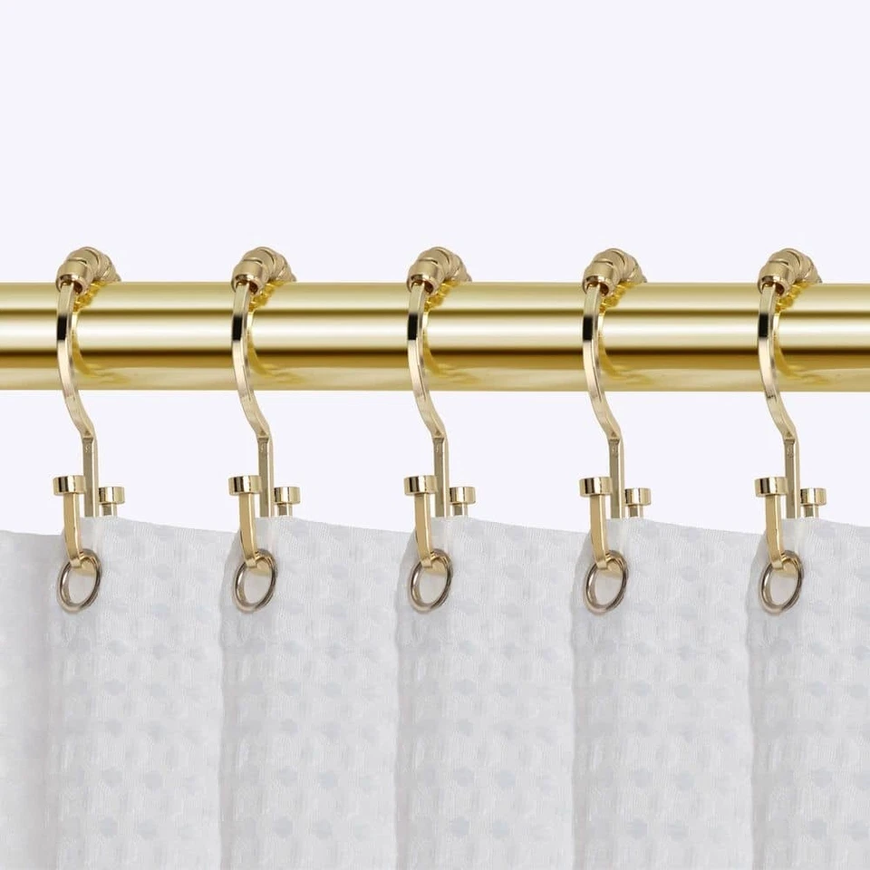 Utopia Alley Deco Flat Double Roller Shower Curtain Hooks Gold