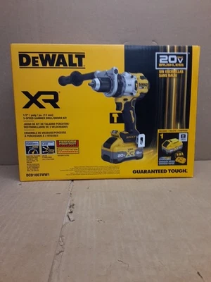 DeWalt 20v XR 3 Speed Hammer Drill/Driver Kit DCD1007WW1 - Image 1 of 4
