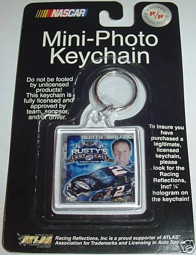 RUSTY WALLACE MILLER LITE BEER RACING RUSTY'S LAST CALL NASCAR PHOTO KEYCHAIN - Image 1 of 1