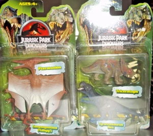 JURASSIC PARK DINOSAURS 2 PK PTERANODON + COMPY TRICERATOPS + TYRANNOSAURUS REX - Picture 1 of 2