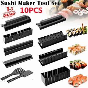 10Pcs DIY Sushi Maker Set Rice Roll Mold Kitchen Sushi Making Tool Kit Home UK - Picture 1 of 14