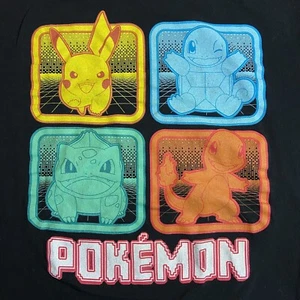Adult XL Pokémon T-Shirt Pikachu Squirtle Bulbasaur Charmander Black Shirt - Picture 1 of 5