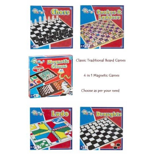 Classic Family Board Games for Kids Chess , Ludo , Snakes and Ladders, Draughts - Image 1 of 1