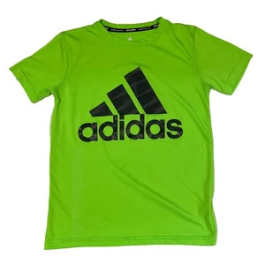 Adidas Climalite Shirt Youth Small Green Center Logo 100% Polyester EUC - Picture 1 of 4