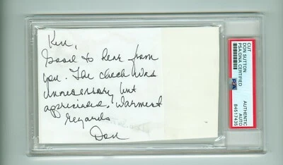 Don Sutton Hand Written Autographed Thank You Note on Index Card PSA/DNA Encased - Image 1 of 2