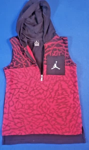 Jordan Jumpman Hoodie Vest Youth Size S 8 -10 yo Red/Black Sleeveless 1/4 Zip - Picture 1 of 10