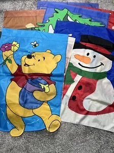 Vintage Lot Of 11 House Full Size Flags 1990's Winnie the Pooh Mickey Mouse - Picture 1 of 14