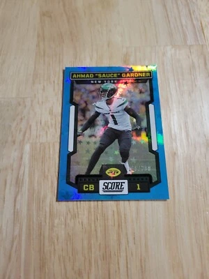 2023 Panini Score AHMAD SAUCE GARDNER Blue Stars /299 #292 New York Jets SP - Image 1 of 4
