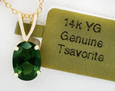 COLGANTE TSAVORITA ORIGINAL 1,06 quilates ORO 14k - Certificado de valoración gratuito Foto 1 de 4