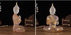 Buddha Jade Resin Clear Sitting Statue Meditating Religious Figurine Sculpture