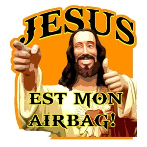 Sticker " JESUS EST MON AIRBAG " vinyle laminé - Picture 1 of 1