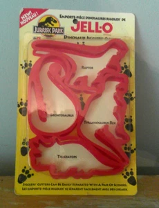 1992 JELL-O JURASSIC PARK RED DINOSAUR JIGGLERS CUTTERS ON CARD - Picture 1 of 2