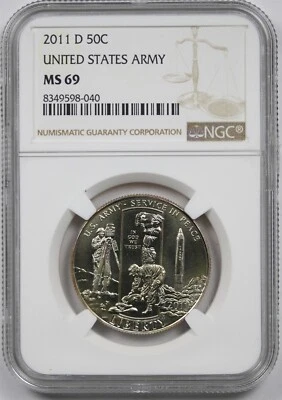 2011-D United States Army 50C NGC MS 69 Modern Commemorative Half Dollar  - Image 1 of 4