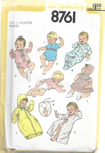 Vintage Simplicity Pattern #6718-Babies Layette in Size 6 Months - Picture 1 of 1