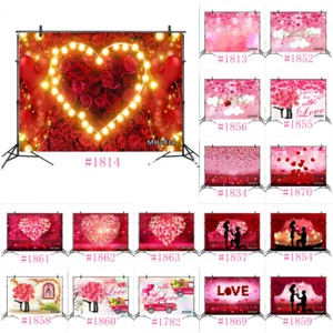Accesorios de estudio de fondo de fotografía con telón de fondo de corazón rojo rosas del Día de San Valentín - Imagen 1 de 58