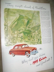 1949 49 Kaiser Special auto grande-mag annuncio -acquerello - ""Spazzato avanti la tradizione" - Foto 1 di 1