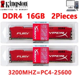 HyperX FURY DDR4 16GB 2X16GB 3200 PC4-25600 Desktop RAM Memory DIMM 288pin 1.2V - Picture 1 of 9