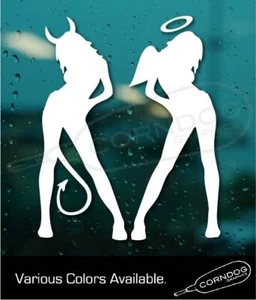 Devil  and Angel Girl VINYL STICKER DECAL TRUCK PINUP WOMEN HOT SEXY - Picture 1 of 4