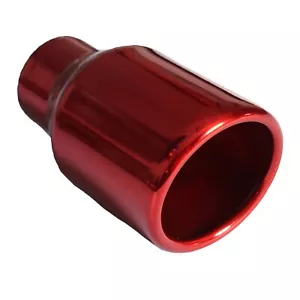 Mach-Speed Universal Auspuffspitze gerollt Kante einwandig schräg Schnittpulver rot - Bild 1 von 1