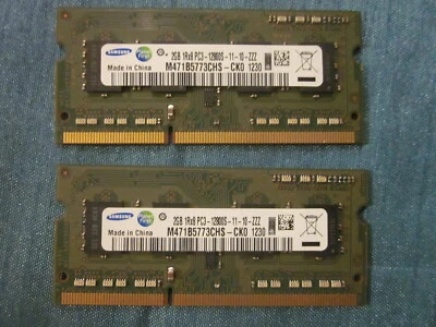 SAMSUNG 2X 2GB = 4GB PC3 12800S Laptop Memory RAM M471B5773CHS-CK0 - Image 1 of 4
