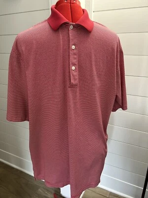 Jack Nicklaus Double Mercerized Cotton Men’s Golf Polo Large Red & White Stripe  - Image 1 of 4