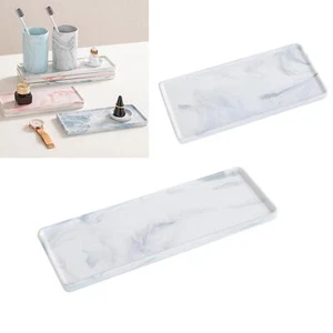 White Marble Ceramic Decorative Vanity Tray Desktop Organizer Serving Tray - Picture 1 of 7