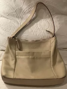Kate Spade Leather Cream Hobo Handbag with Front Pocket Approx 13"x12"x3" - Picture 1 of 17